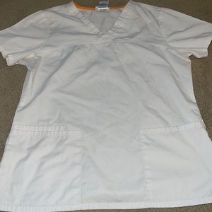White scrub top